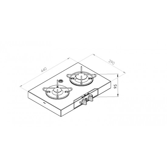 2-burner built-in gas hob