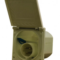 CEE socket, beige, square cover