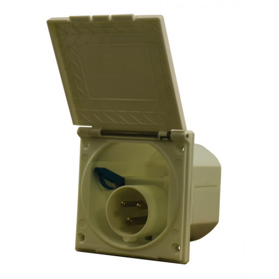 CEE socket, beige, square cover