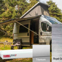 Fiamma F80S roof awning 3.2m, for vans and motorhomes, Colour of cloth: Royal Grey, Case: silver