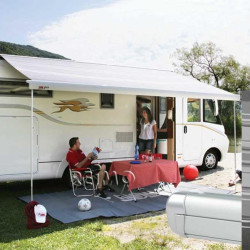 W 4900 x Abstract 2500mm Fiamma roof awning F65 L, Housing colour: Titanium, Cloth colour: Royal blue