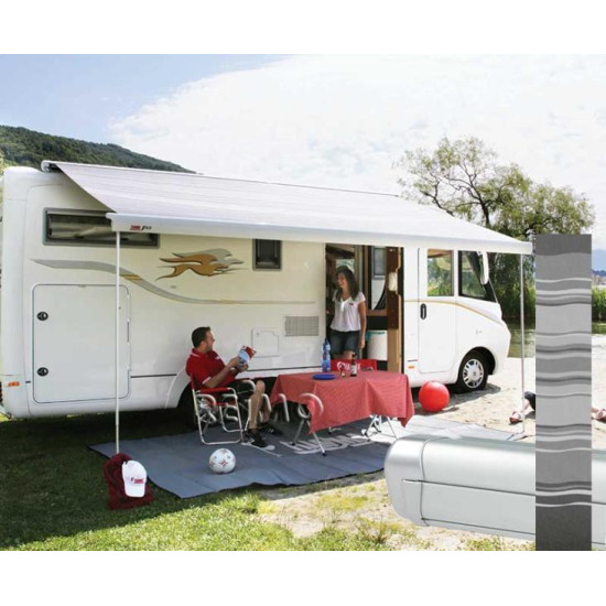 W 4900 x Abstract 2500mm Fiamma roof awning F65 L, Housing colour: Titanium, Cloth colour: Royal blue