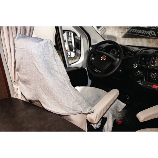 Terry cloth seat cover for vehicle, universal, light grey