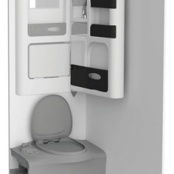 Swivel bathroom wall cabinet with fold-down washbasin