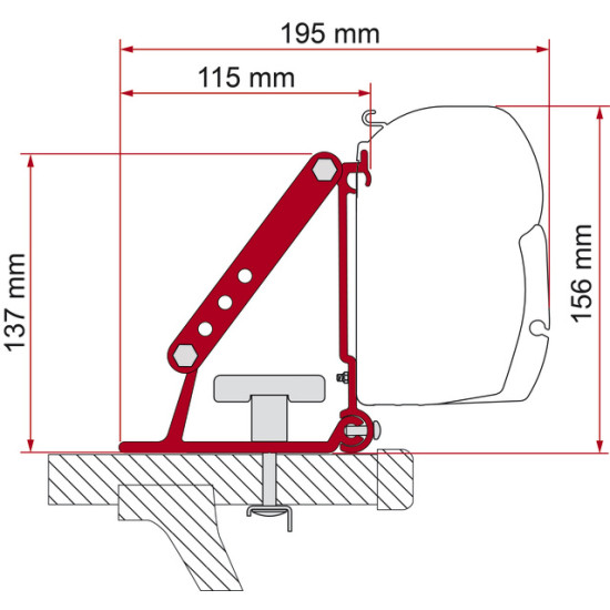 Fiamma Car adapter F1 / F35 / F43van / F45 / F50 / F55 for roof racks, FIAMMA awning accessory