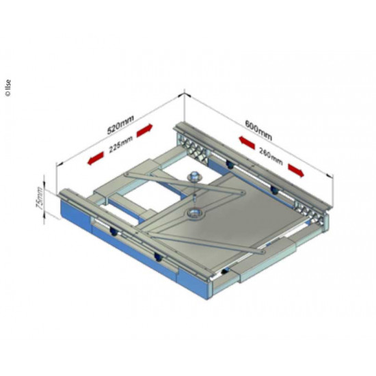 Extendable frame with sliding mechanism, cast gray