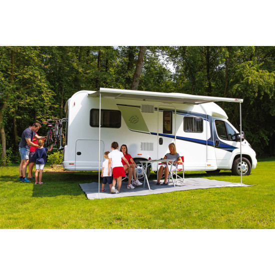 Fiamma F45S 3.75m awning, royal blue, titanium housing