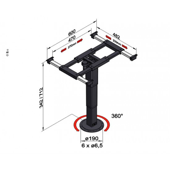 Lift frame with rotation and displacement - 342-712 mm
