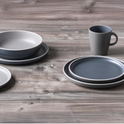 TRILOGY GREY – Melamine dinnerware set for 4 people