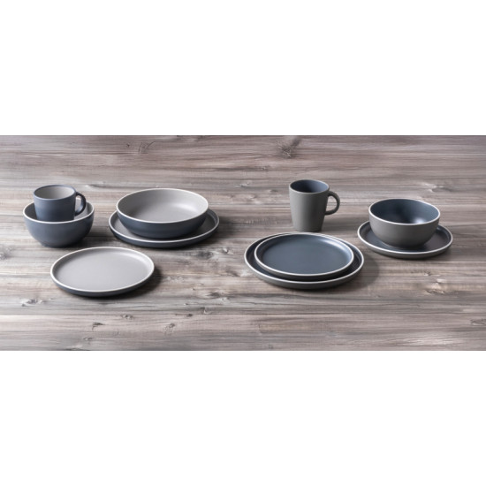 TRILOGY GREY – Melamine dinnerware set for 4 people