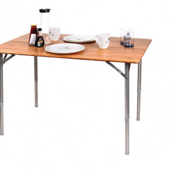 Camping table with bamboo top - 80 x 60 x 43/65 cm