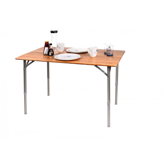 Camping table with bamboo top - 80 x 60 x 43/65 cm