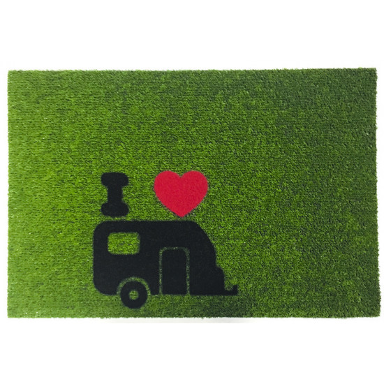 Green flock doormat, 40x60cm, green, PP/rubber, with motif