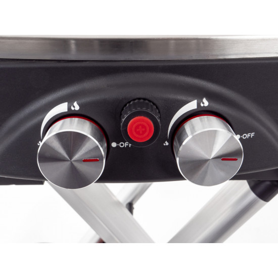 Trolley 2-flame gas grill with ignition fuse - 50 mbar
