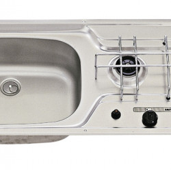Sink/cooker 800x320 2-burner stainless steel piezo basin left 30mbar