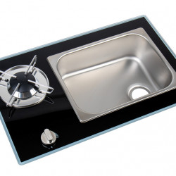 Vanstream hob and sink combination - 1-burner with safety glass