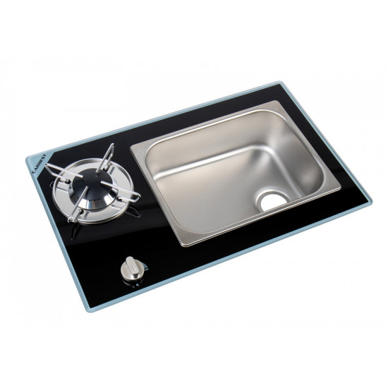 Vanstream hob and sink combination - 1-burner with safety glass