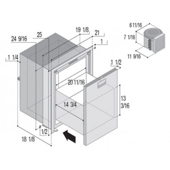 Stainless steel refrigerator drawer DW75 OCX2 - 75 l - Stainless steel