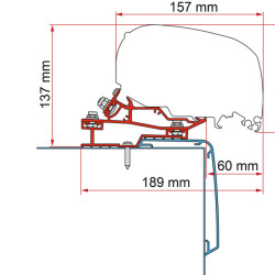 Fiamma adapter Rapido C55i C86i, Mounts for Fiamma F80 / F65, Length: 5 m