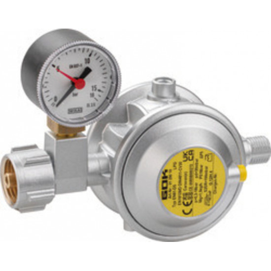 Gas regulator with pressure gauge - 30 mbar