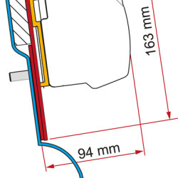 Fiamma awning adapter for awning F45, For Ford Custom Nugget with high roof, 2 holders of 12 cm, Left-hand drive,  2015-, f43van, silver