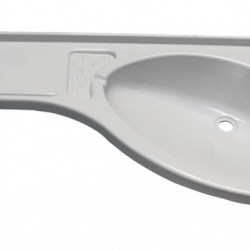 Corner washbasin with shelf on the left, white, 840x375x150mm