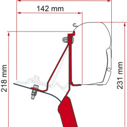 Awning adapter F43van / F45 for Ford Transit Custom Nugget - With pop-up roof, Left-hand drive, Length : 8 cm, black, vehicle manufacturing year: 2015-
