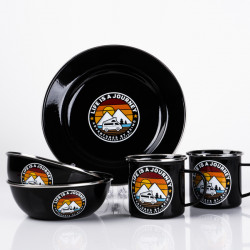 Enamel dinnerware set Life is a Journey - For 2 people