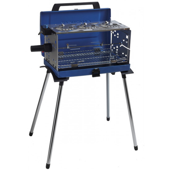 Portable gas grill, 3 burners, with grill motor, 50 mbar