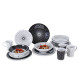 Premium Melamine Dinnerware Set Black and White - For 4 People