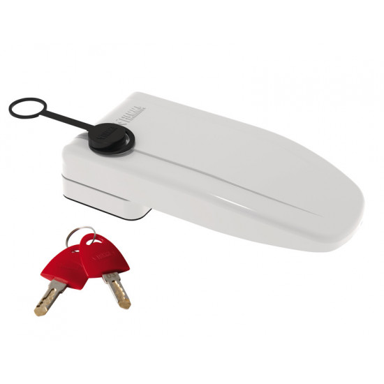 white exterior door lock