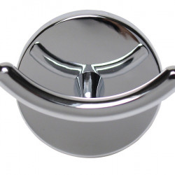 Double clothes hook, chrome-plated metal, round, 6 x 7 x 5 cm