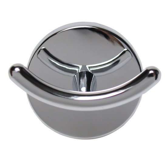 Double clothes hook, chrome-plated metal, round, 6 x 7 x 5 cm