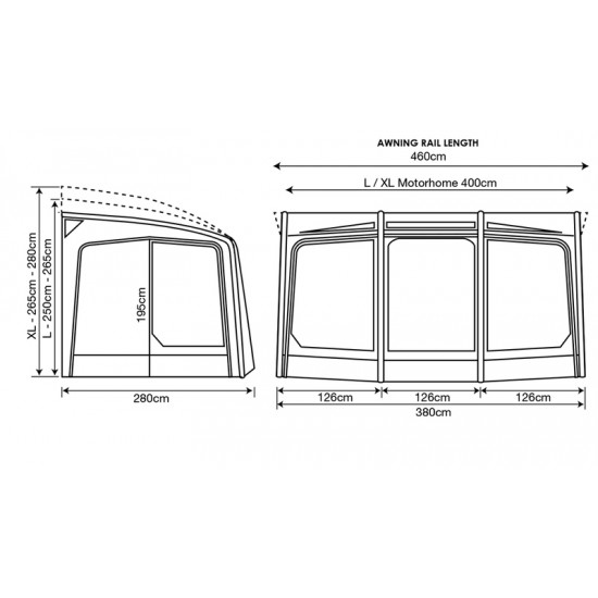 Motorhome awning Eclipse Pro 380 L