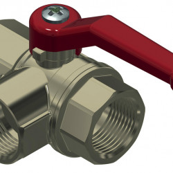 3-way aluminum shut-off valve, 1/2" female thread, with long handle