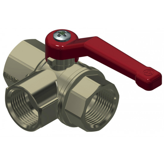 3-way aluminum shut-off valve, 1/2" female thread, with long handle
