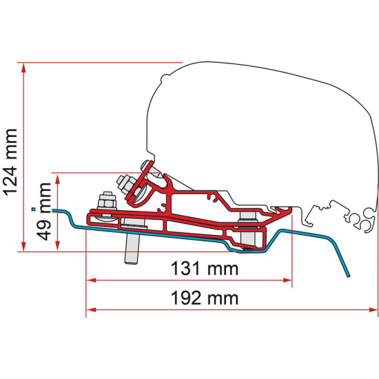 Fiamma adapter Ford Transit H3 / L3 from 2014 - 320 cm, 1 holder included, awning type: f80s, Left-hand drive