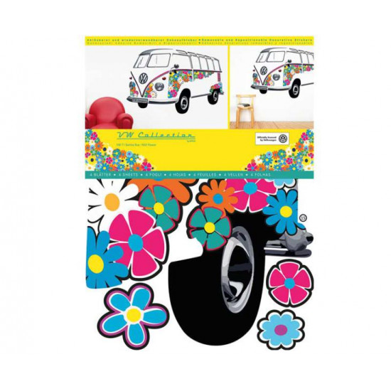 VW Collection T1 Bulli Bus Wall Decal - Flower