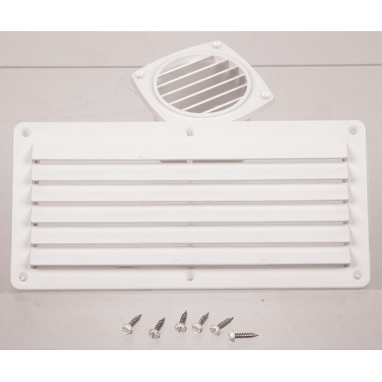 Ventilation grille, white, 264x127mm, rectangular, including screws