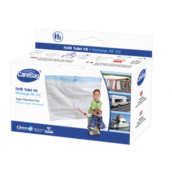 Carebag refill bags for Cleanis folding toilet, 12 pieces with insert