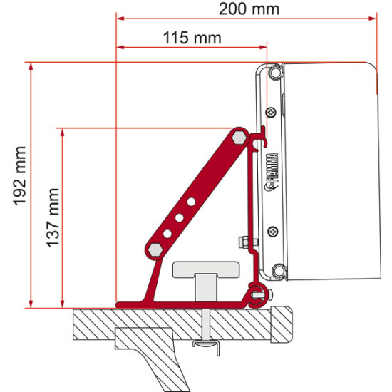 Fiamma Car adapter F1 / F35 / F43van / F45 / F50 / F55 for roof racks, FIAMMA awning accessory