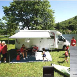 W 4250 x Abstract 2500mm Fiamma F45S Royal Grey awning, deep black housing
