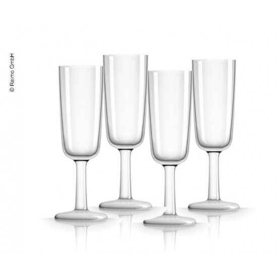 Plastic champagne glasses, white, 180ml, 4 pieces (polycarbonate)