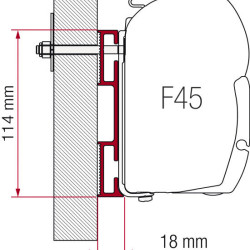 FIAMMA Adapter for F45i/F45iL/ZIP special mounting, D-adapter, Width: 80 mm