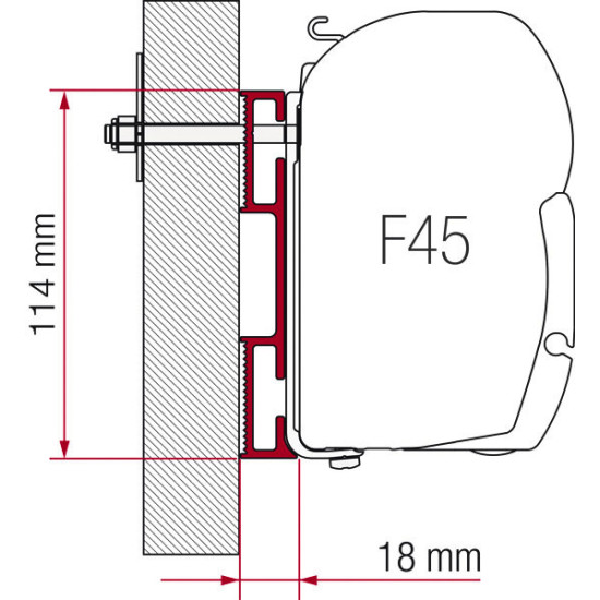 FIAMMA Adapter for F45i/F45iL/ZIP special mounting, D-adapter, Width: 80 mm