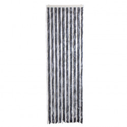 Chenille fleece curtain - 56 x 185 cm - White / Grey