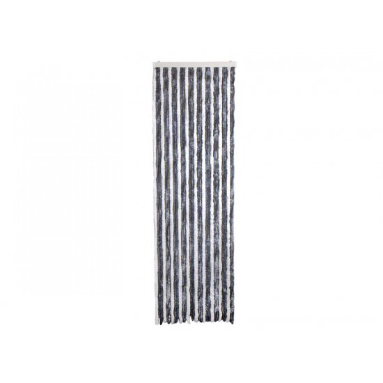 Chenille fleece curtain - 56 x 185 cm - White / Grey