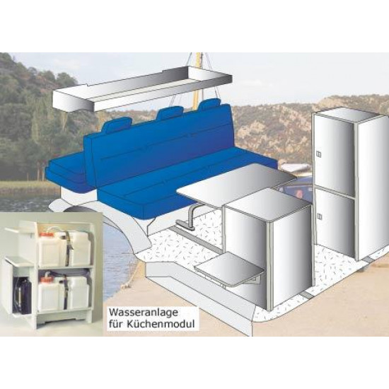 Canister water system for kitchen unit compact