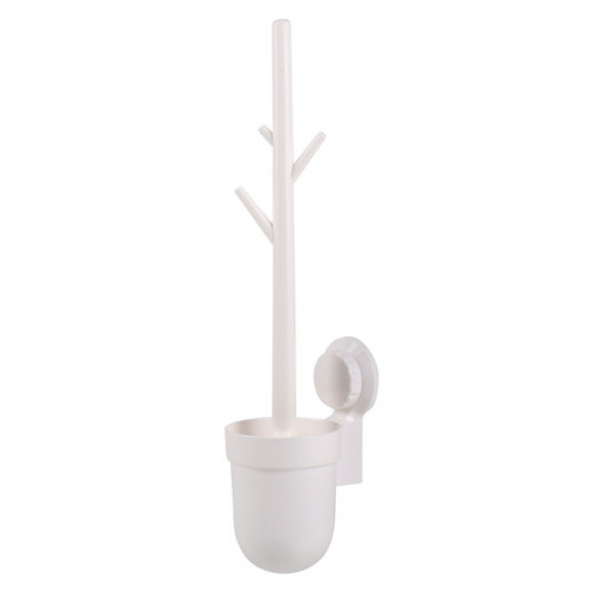 Toilet brush with suction cup, white