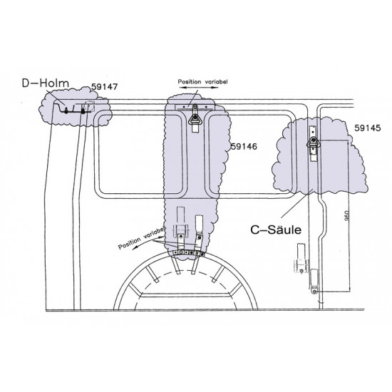 3-point seat belt adapter VW T5 panel van Set 1 C-pillar left or right